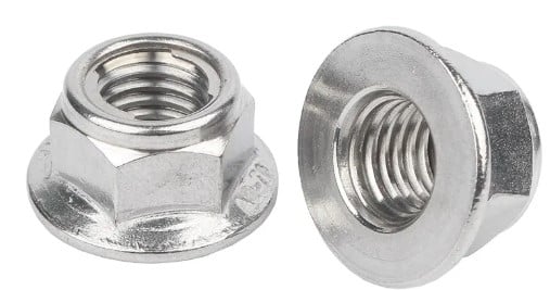M8 x 1.25mm FLANGE LOCK NUT STAINLESS STEEL PACK OF 10 S304