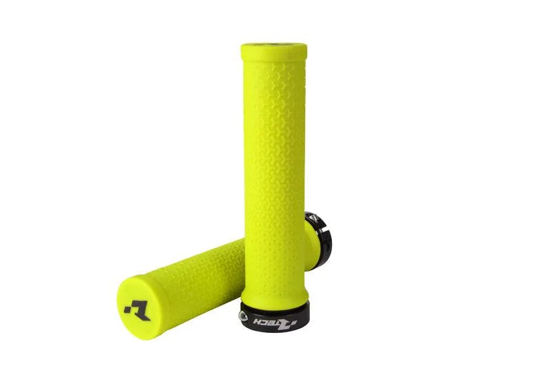 BIKE BICYCLE LOCK ON GRIPS - NEON YELLOW - RTECH B-MPRBIKEGF20