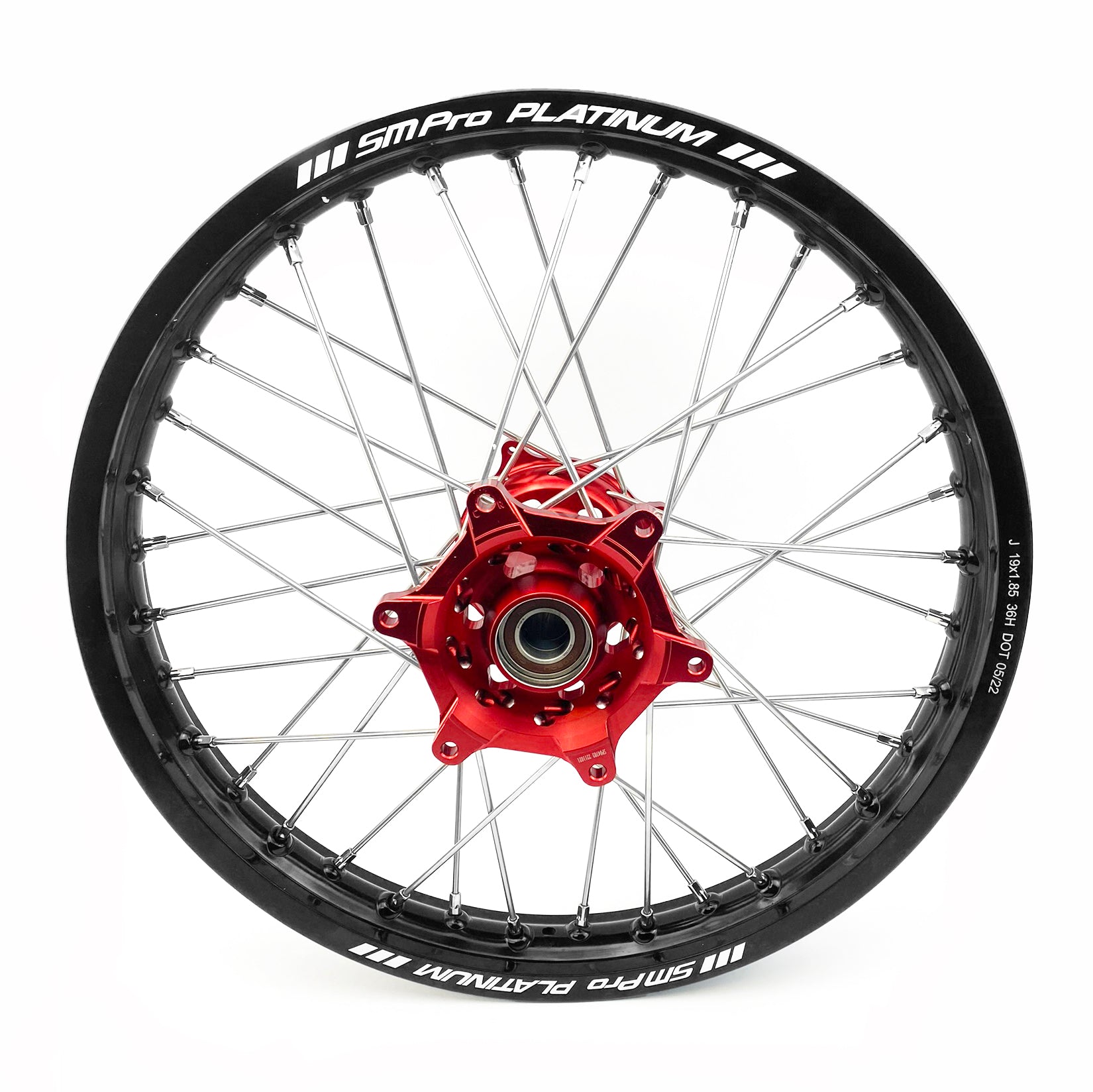 19x1.85 WHEEL HON BLACK/RED GLOSS FINISH, GLOSS BK RIM / GLOSS RED HUB, SP047.03.82.01.99 MX-9110