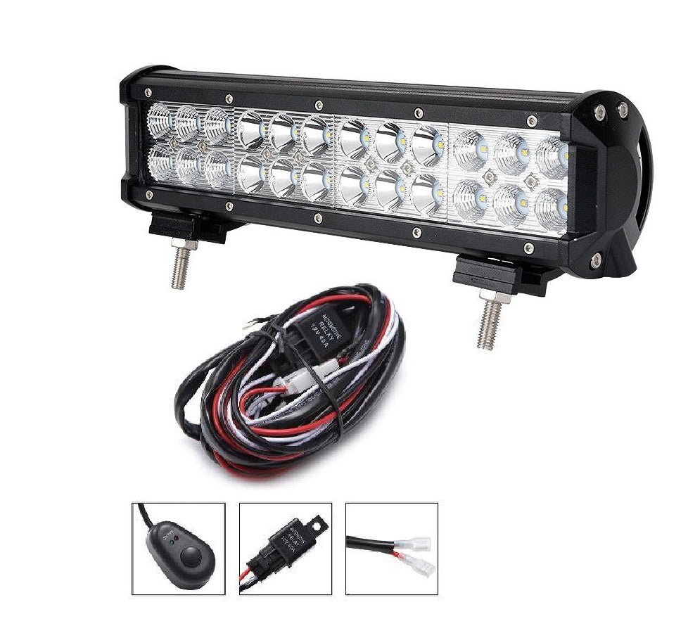 300mm 12 LED SPOT LIGHT BAR 24 LED 72W 12V + WIRING KIT INCLUDED