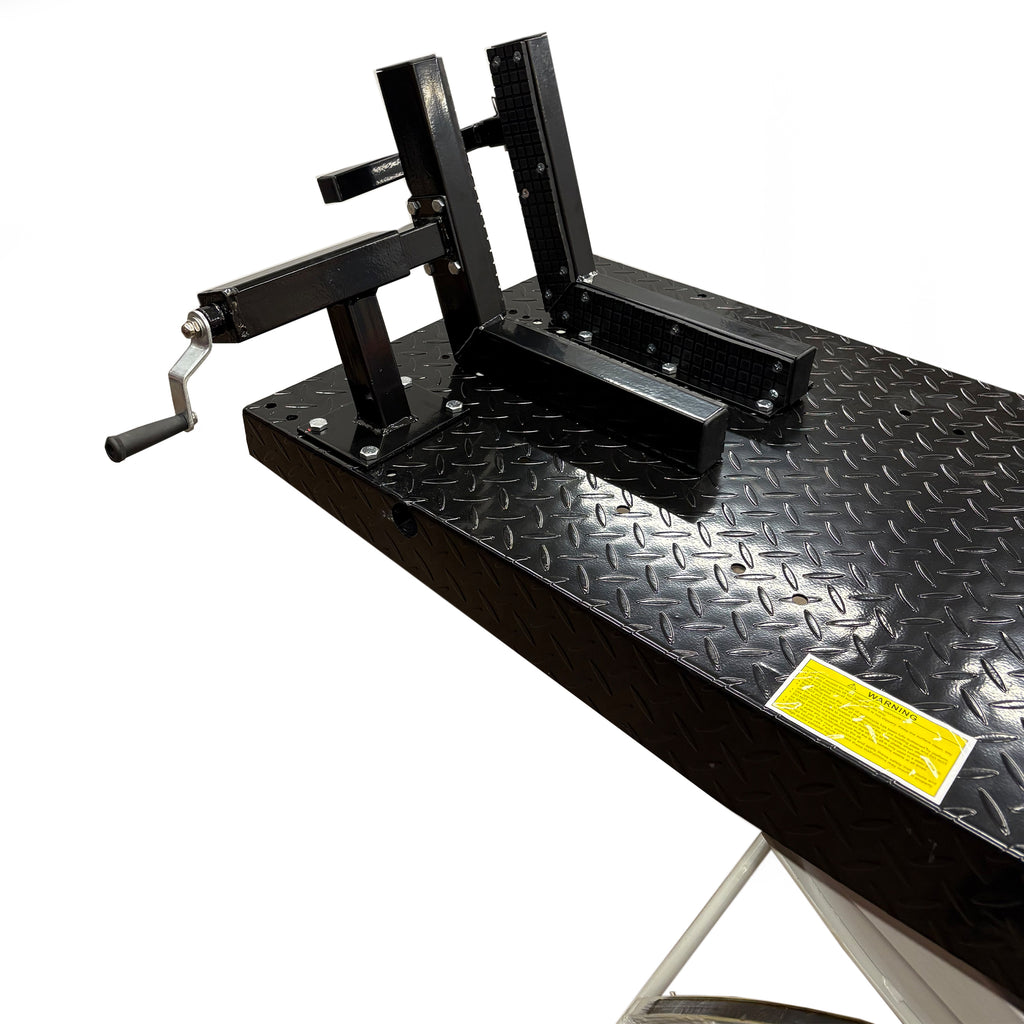 HEAVY DUTY 700KG MOTORCYCLE AND ATV WORKSHOP AIR LIFT WITH REMOVABLE SIDE EXTENSIONS