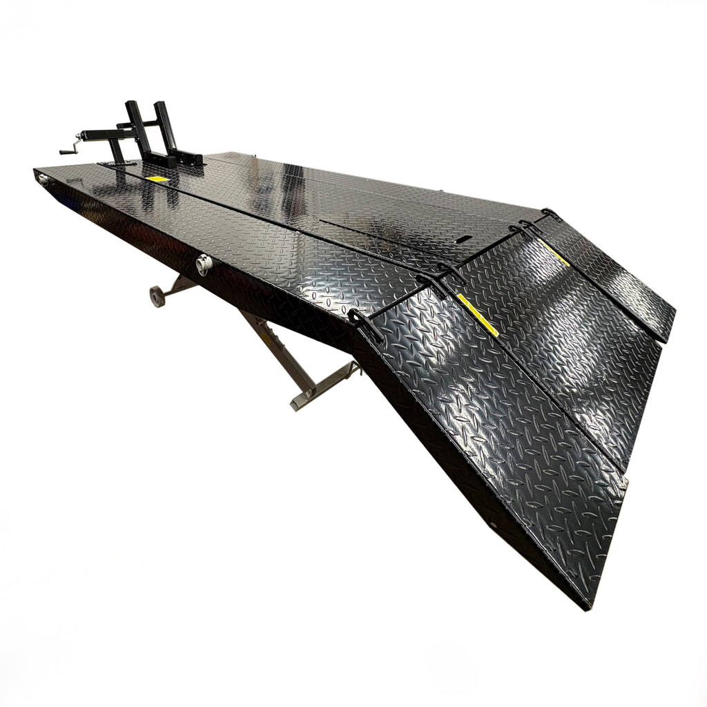 HEAVY DUTY 700KG MOTORCYCLE AND ATV WORKSHOP AIR LIFT WITH REMOVABLE SIDE EXTENSIONS