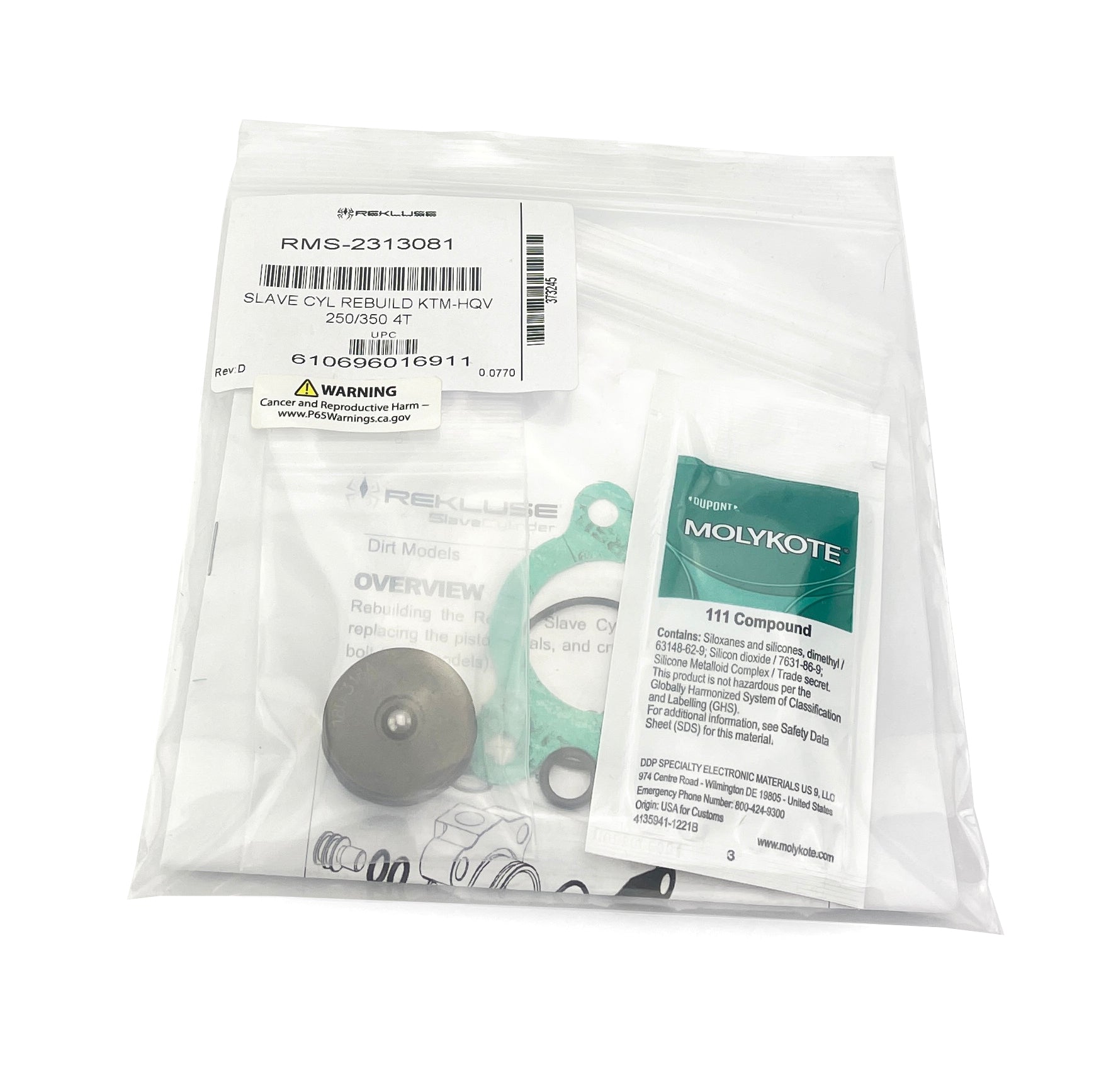 CLUTCH SLAVE CYLINDER REBUILD KIT 14-25 GAS HUSQ KTM 85-350 EC EX MC SX XC TE TX REKLUSE RMS-2313081