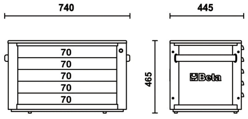 Portable Tool Chest with 5 Drawers and Centralized Lock - Beta Tools RSC23T-G