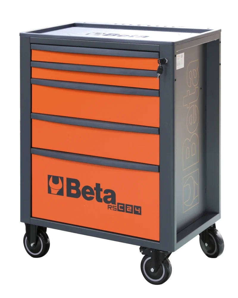 Mobile Roller Cab 5 Drawers Reinforced Worktop 800kg Capacity - Beta Tools RSC24/5-O