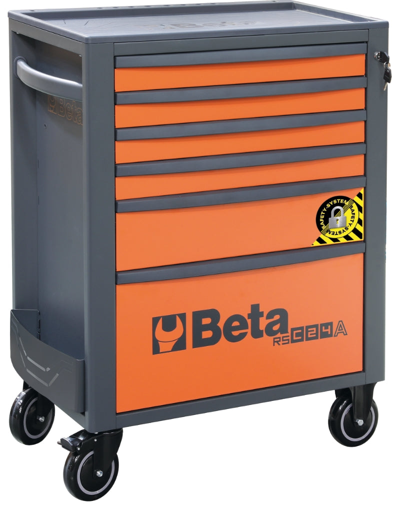 Mobile Roller Cab 6 Drawers Anti-Tilt System Reinforced Worktop 800kg Capacity - Beta Tools RSC24A/6-O