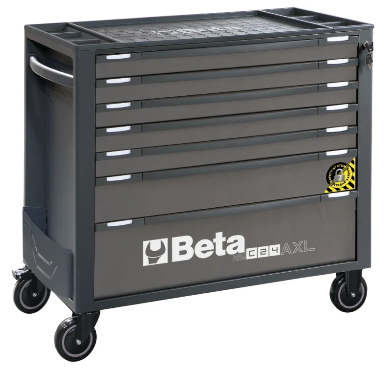 Mobile Roller Cab 7 Drawers Anti-Tilt System Long Model 1000kg Capacity - Beta Tools RSC24AXL/7-R