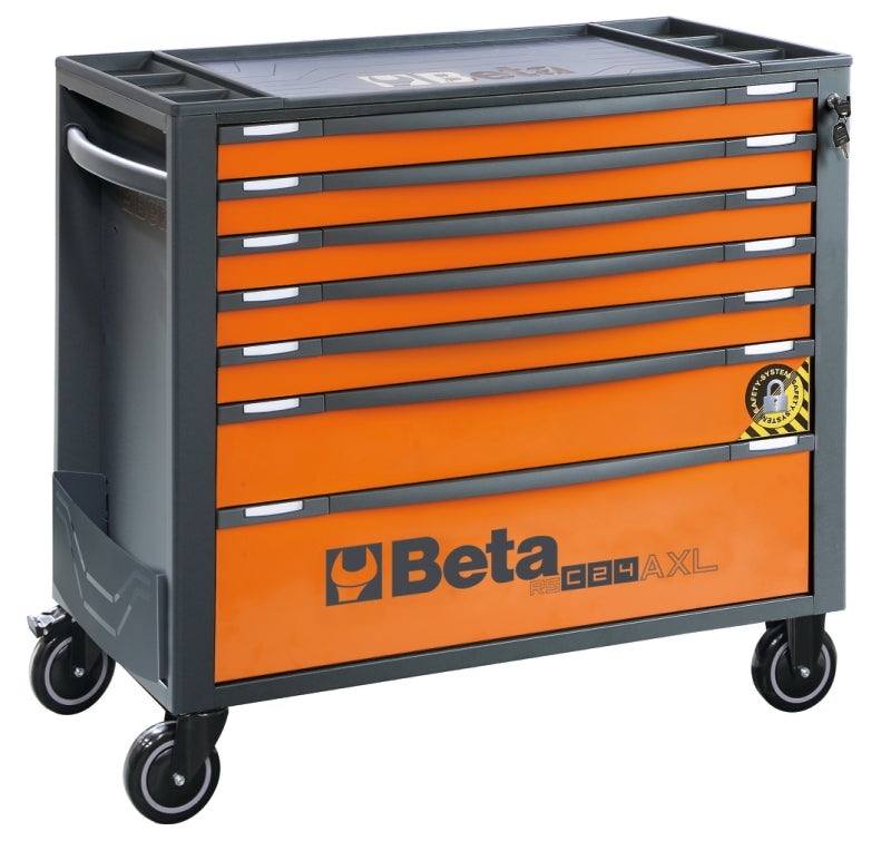 Mobile Roller Cab 7 Drawers Anti-Tilt System Long Model 1000kg Capacity - Beta Tools RSC24AXL/7-O