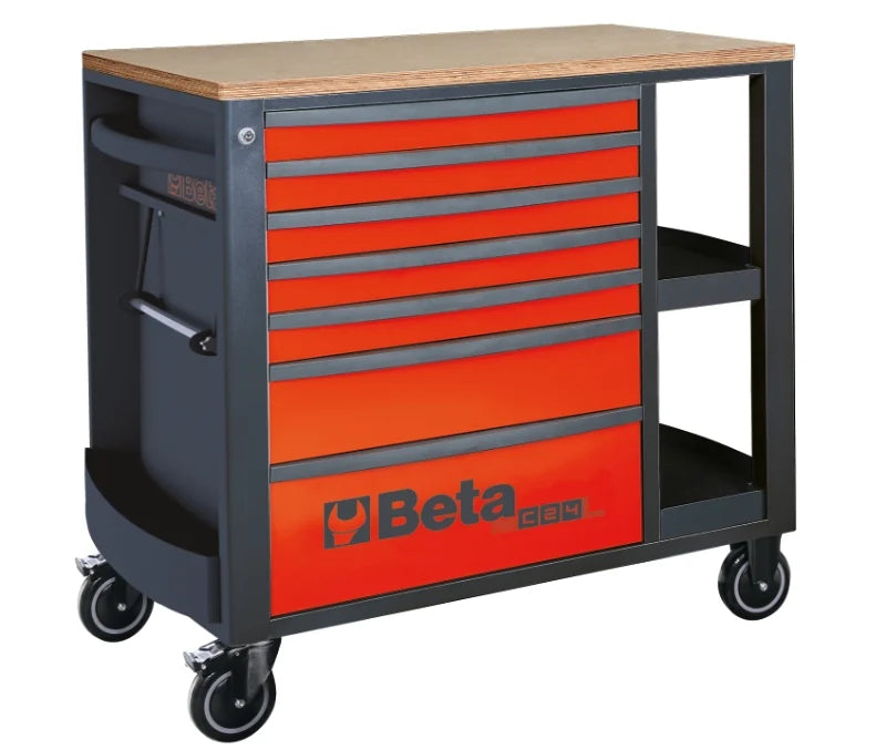 Mobile Roller Cab 7 Drawers Side Shelves 1100kg Capacity - Beta Tools RSC24L/7-O