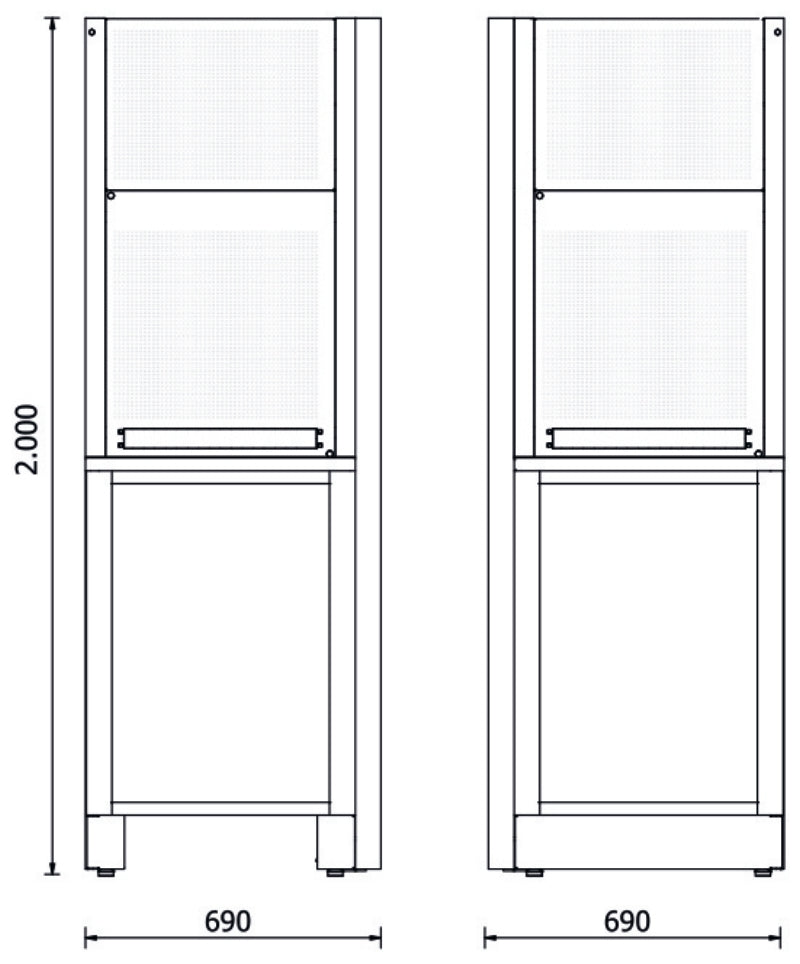SELF-SUPPORTING CORNER UNIT WITH TOOL PANELS 630X630 WORKTOP BETA RSC50 AC-A