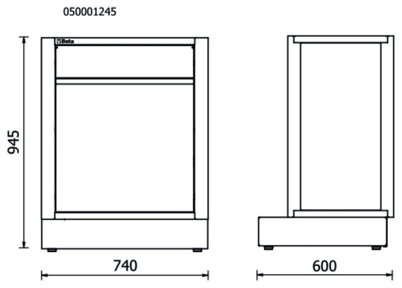 Fixed Sorted Waste Collection Module for RSC50, Pull-out Compartment 588x355x580mm, 2 Interior Containers, Adjustable Feet - BetaRSC50 RSC50 CS