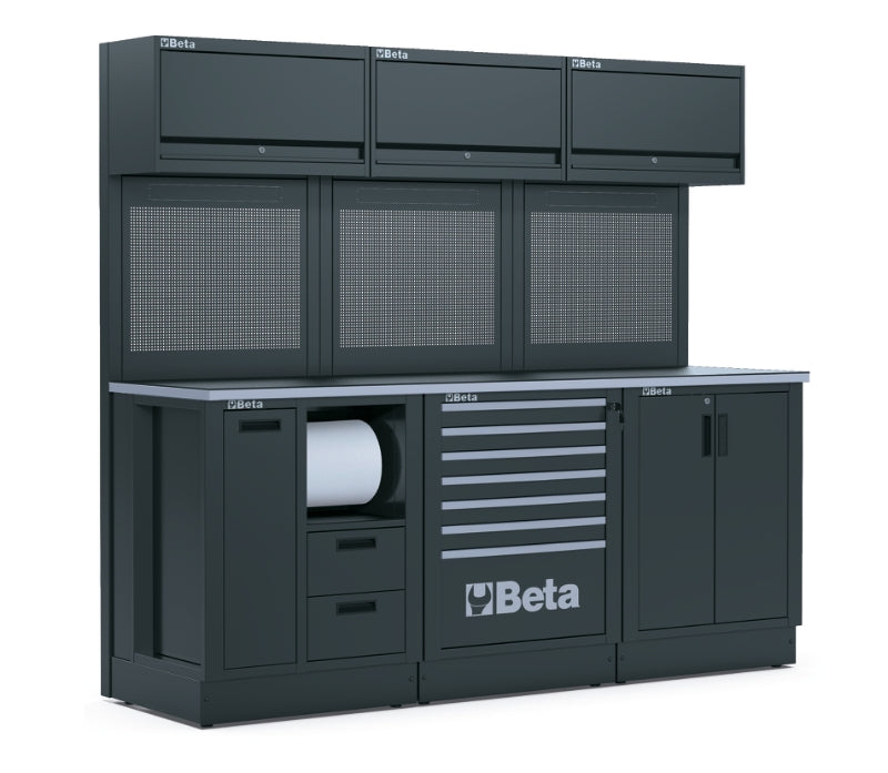 Workshop Equipment Combination RSC50 with 2.240mm Worktop, Drawers, Cabinets, and Tool Panels - BetaRSC50 RSC50 E