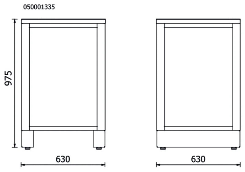 Lower Corner Element, 630x630mm Worktop, Shockproof PVC Coat - BetaRSC50 RSC50 KAI-A