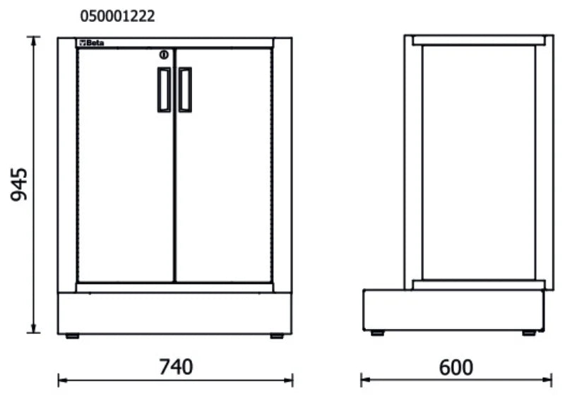 Fixed Two-Door Module for RSC50 with Lock and Adjustable Shelf, 615x435x740mm - BetaRSC50 RSC50 MA