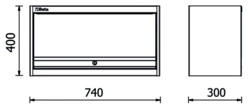 WALL-MOUNTED CABINET BETA RSC50 PM 740X300X400mm GAS SPRINGS LED STRIP PROFILE