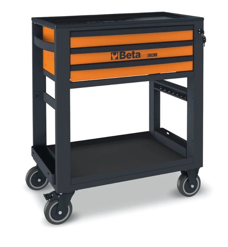 Service Tool Trolley with 3 Drawers, ABS Worktop, 4 Castors 125mm, 400kg Load Capacity - Beta Tools RSC51-R