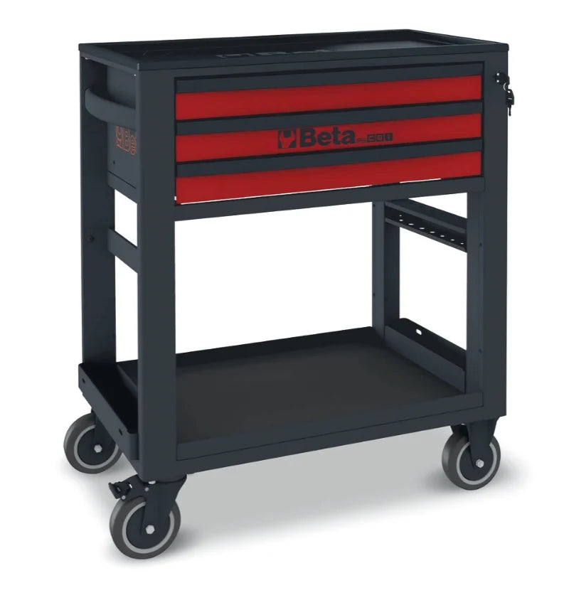 Service Tool Trolley with 3 Drawers, ABS Worktop, 4 Castors 125mm, 400kg Load Capacity - Beta Tools RSC51-R