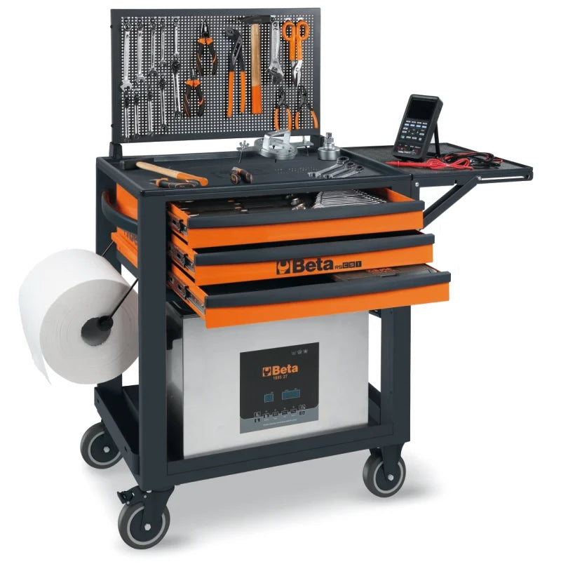 Service Tool Trolley with 3 Drawers, ABS Worktop, 4 Castors 125mm, 400kg Load Capacity - Beta Tools RSC51-R