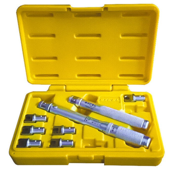 Excel Spoke Torque Wrench Set - Spline Interchangeable Heads (Adjustable Torque)