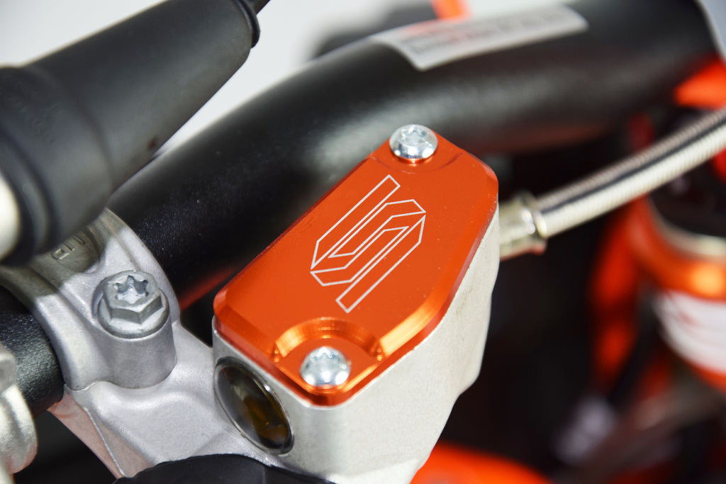 FRONT BRAKE RESERVOIR COVER ORANGE 13-22 KTM SX FREERIDE 65 85 250 350 F R SCAR 5802