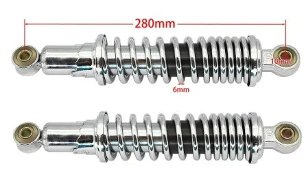 SHOCK ABSORBERS PAIR 280mm EYE/EYE SILVER HONDA Z50 Z50A Z50J Z50R