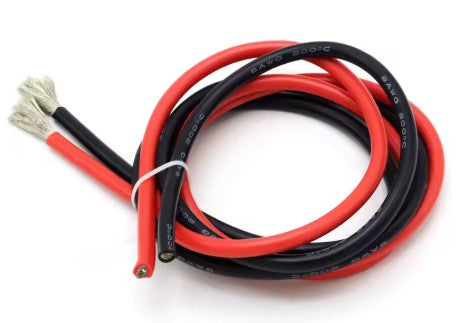 2 METER SILICON WIRE 8AWG HEATPROOF SILICONE 1 METER RED+1 METER BLACK BATTERY CABLE
