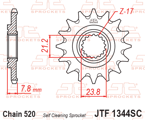 FRONT SPROCKET JT, JTF1344.13SC, 23801-K95-A20