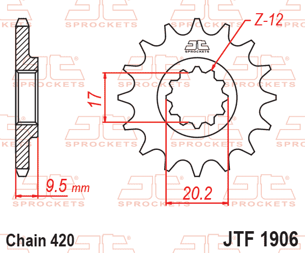 FRONT SPROCKET JTF1906.12 420 SF1906-