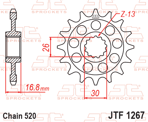 FRONT SPROCKET RUBBER CUSHIONED JTF1267.16RB