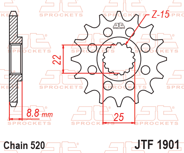 FRONT SPROCKET JTF1901.13RB JT RUBBER CUSHIONED