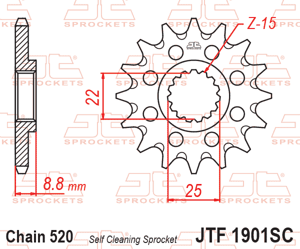 FRONT SPROCKET JTF1901.13SC JT LIGHTWEIGHT SELF-CLEANING