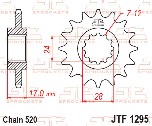 FRONT SPROCKET JTF1295.15 520, CBR600 Chain Conversion