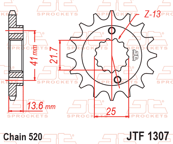 FRONT SPROCKET JTF1307.15RB JT, OE Rubber Cushioned