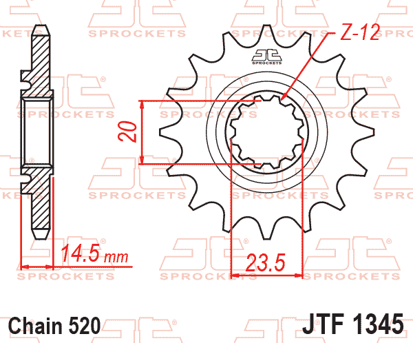 FRONT SPROCKET HONDA CRF 450 L 19-20, JTF1345RB JT