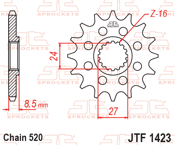 FRONT SPROCKET JTF1423.15 JT, GSX-R1 520 Chain Conversion