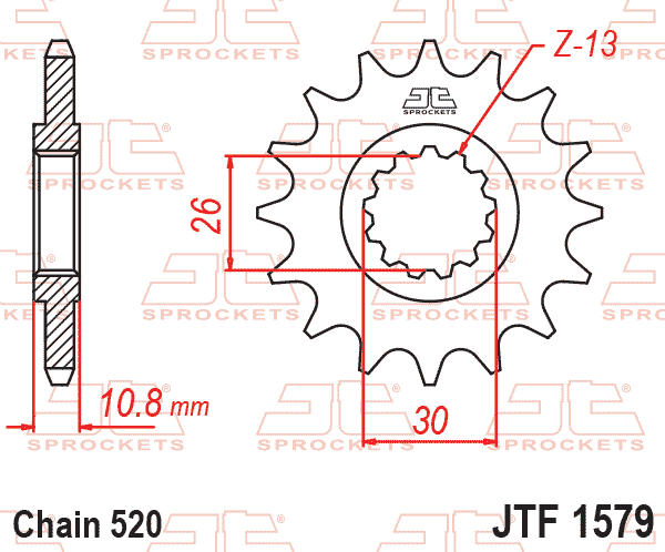 FRONT SPROCKET JTF1579.16 JT, 520 Chain Conversion