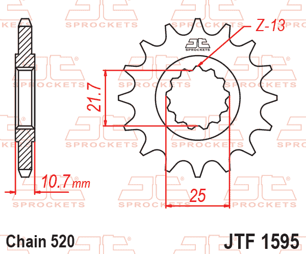 FRONT SPROCKET JTF1595.16RB JT, OE Rubber Cushioned