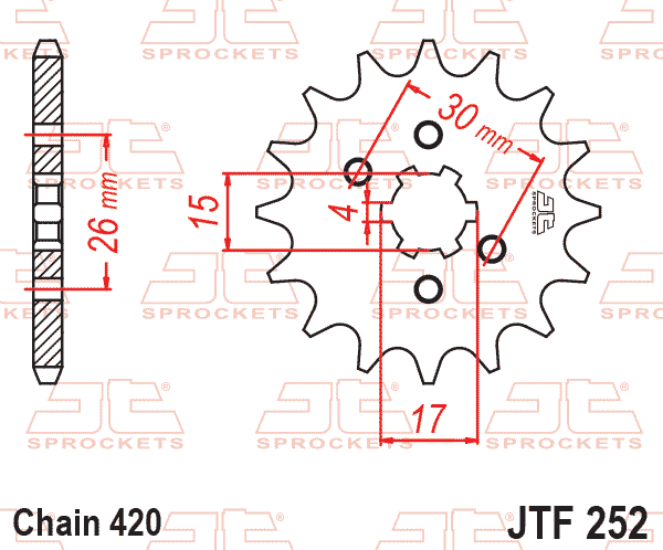 FRONT SPROCKET JTF252.16 JT, JTF252/253, SF255-