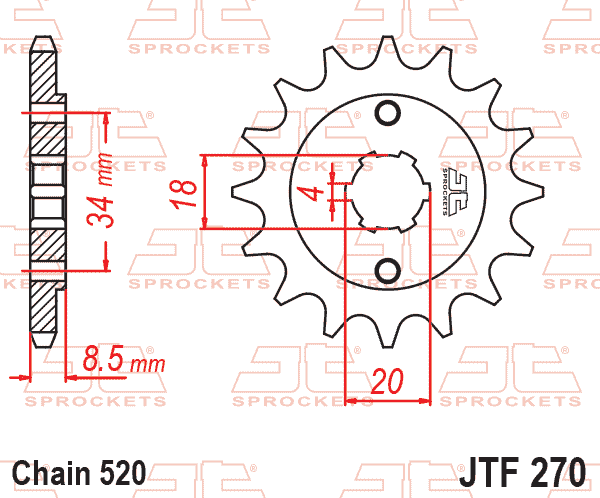 FRONT SPROCKET JTF270.14 JT, HONDA ROAD