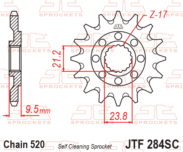 FRONT SPROCKET JTF284.13SC JT, Lightweight Self-Cleaning