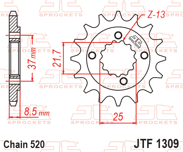FRONT SPROCKET JTF1309.16 520