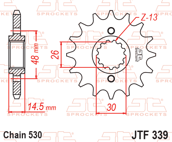 FRONT SPROCKET JTF339.18RB JT, OE Rubber Cushioned