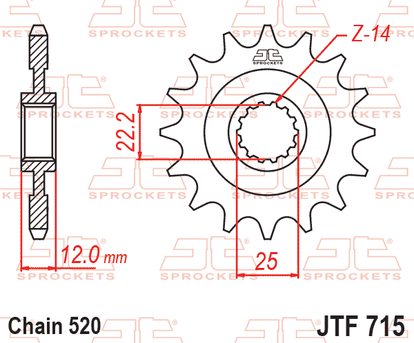 FRONT SPROCKET JTF715.12 JT SF360-12, SF715-12