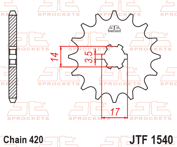 FRONT SPROCKET JTF1540.14, KAWASAKI Z125 ROAD