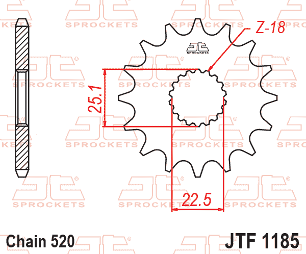 FRONT SPROCKET JTF1185.17RB, RUBBER CUSHOINED