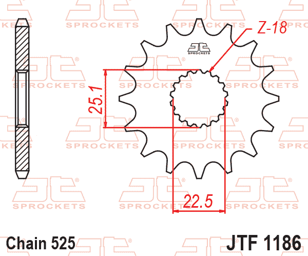 FRONT SPROCKET JTF1186.17RB, RUBBER CUSHOINED