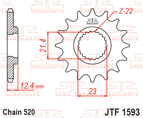 FRONT SPROCKET JTF1593.14 JT, New No. JTF1593-14