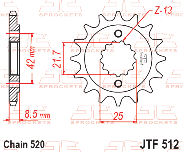 FRONT SPROCKET JTF512.16RB JT, OE Rubber Cushioned