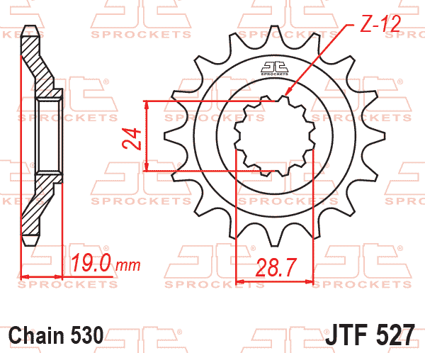 FRONT SPROCKET JTF527.17 JT, 530 Chain Conversion