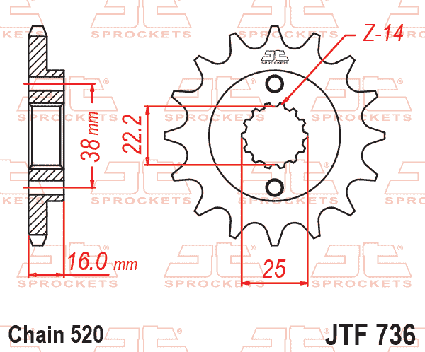FRONT SPROCKET JTF736.15RB DUCATI